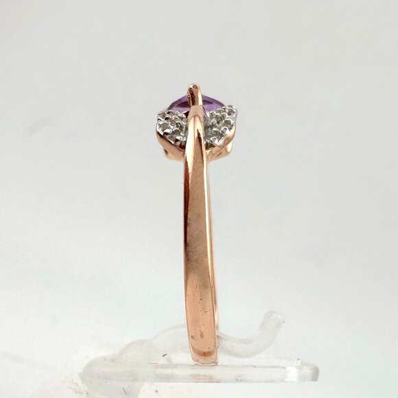 Beautiful Trillion Cut Purple Amethyst Arrow Ring  14kt Rose Gold Overlay Sz 7 - Picture 5 of 14
